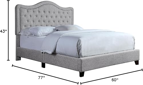 Miniatura 3 de Rosevera Jardin - Marco de cama con plataforma copetuda con botones, base de cama tapizada de tela con cabecera ajustable y soporte de listones de