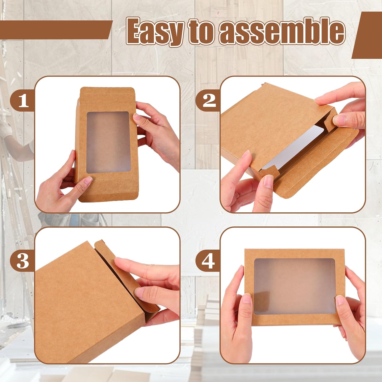 60 Pcs Greeting Card Box Storage Organizer with Clear PVC Window - 4.5 x 6 x 1 Inch Paper Boxes for Photo Cards Storage, Perfect Greeting Cards Organizer Bulk Set