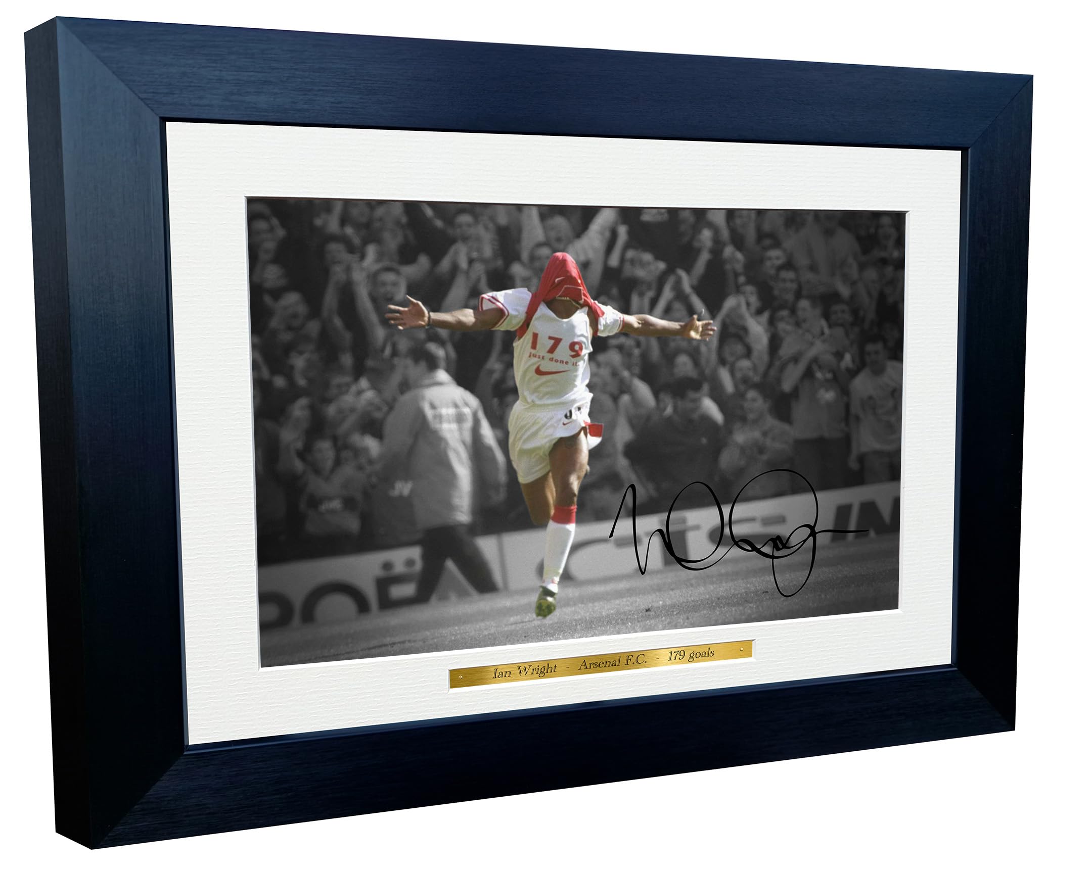 12x8 A4 Signed Ian Wright 179 GOALS Arsenal Autographed Autograph Signed Signature Photograph Photo Picture Frame Football Soccer Poster Gift BW