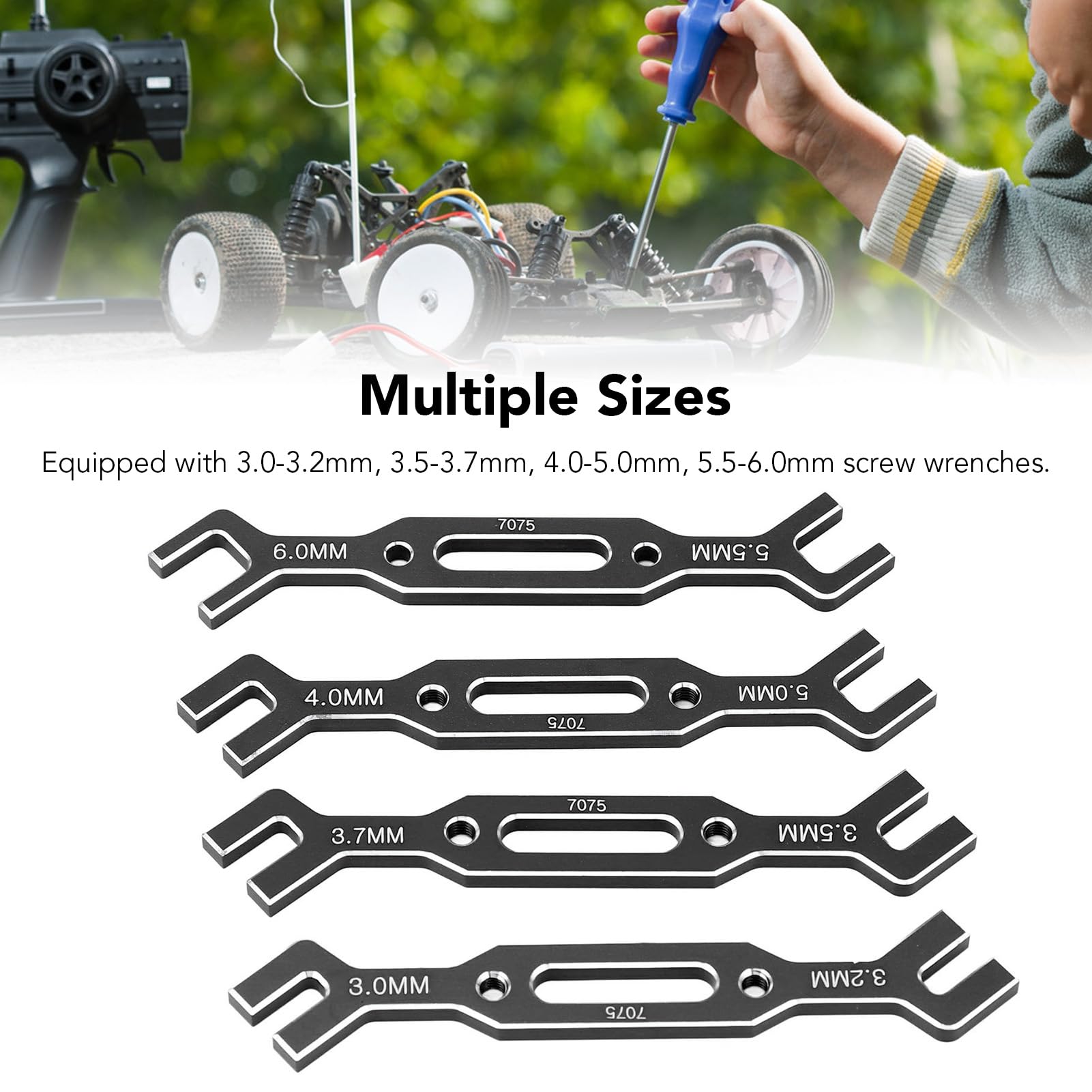 Dilwe Chiave di Regolazione Tirante RC, Strumento per Rimozione Giunto Sferico per Auto RC in Lega di Alluminio per Auto RC Modello 1/10 1/16 3.0mm‑6.0mm (Black)