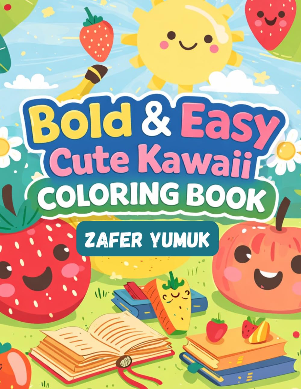 Bold&Easy Cute Kawaii Coloring Book: 50 Cute and Fun Kawaii Coloring Pages for Kids Ages 4–8 | Bold and Easy Designs with Adorable Food, Animals, and Sweet Characters
