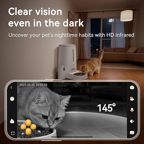 Miniatura 3 de Comedero automático para perros y gatos con cámara de 4 litros, dispensador inteligente de alimentos para mascotas WiFi 2.4G/5G