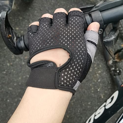 Miniatura 5 de Guantes de entrenamiento para hombres y mujeres, sin dedos, transpirables y protección completa de la palma de la mano, guantes de ejercicio para