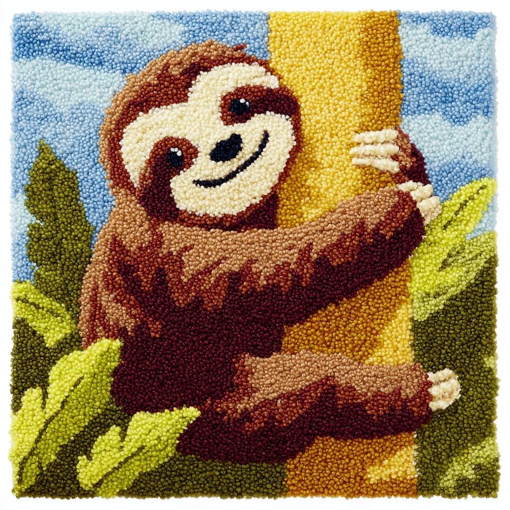 WallustrioaW Latch Hook Kits DIY Throw Pillow Cover,Animal Sloth
