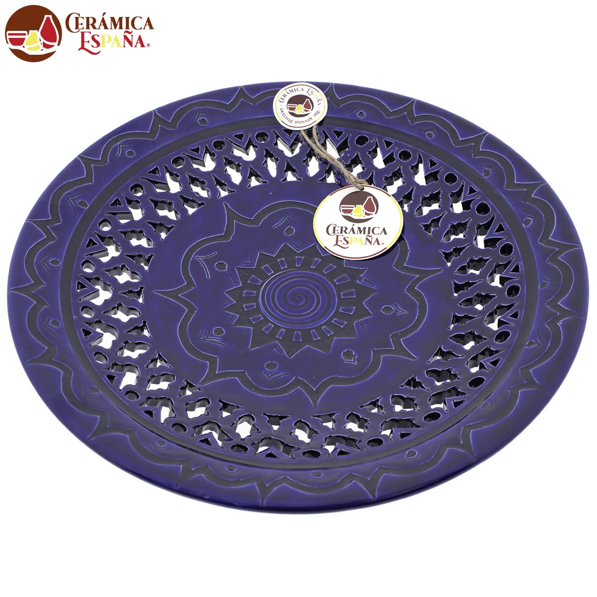 CERÁMICA ESPAÑA | Piatto decorativo da appendere a parete | Piatto da parete | Piatto da parete | Piatto in ceramica | Modello D27 | Decorazione 100% Fatto a mano | 30 x 30 x 3,5 cm