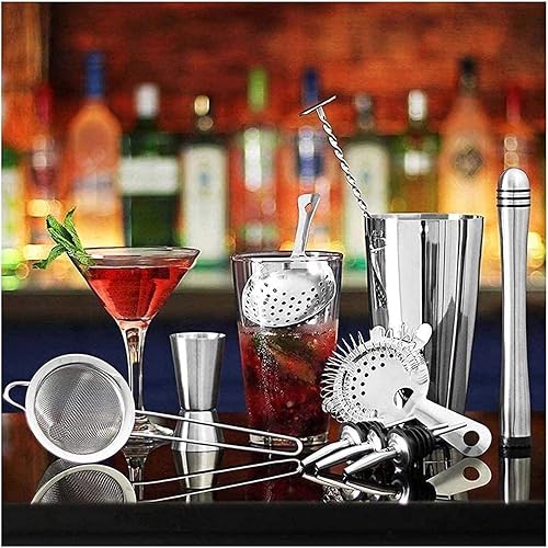 Miniatura 9 de ONOTEC Juego de coctelera de 17 piezas, kit de barman perfecto para mezclar bebidas, herramientas de barra de acero inoxidable con soporte