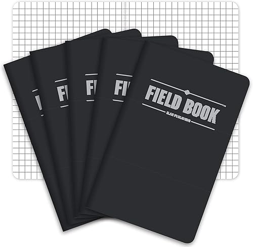 Elan Publishing Company Cuaderno de campo / diario de bolsillo - 3.5 x 5.5 pulgadas - Negro - Cuaderno de notas gráfico - Paquete de 5