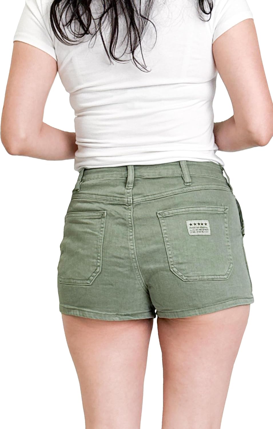 FIVESTAR GENERAL Women’s Juniors Flex Scout Short, 5-Pocket Pigment Washed Bull Denim Stretch, Low Rise, with Button Closure