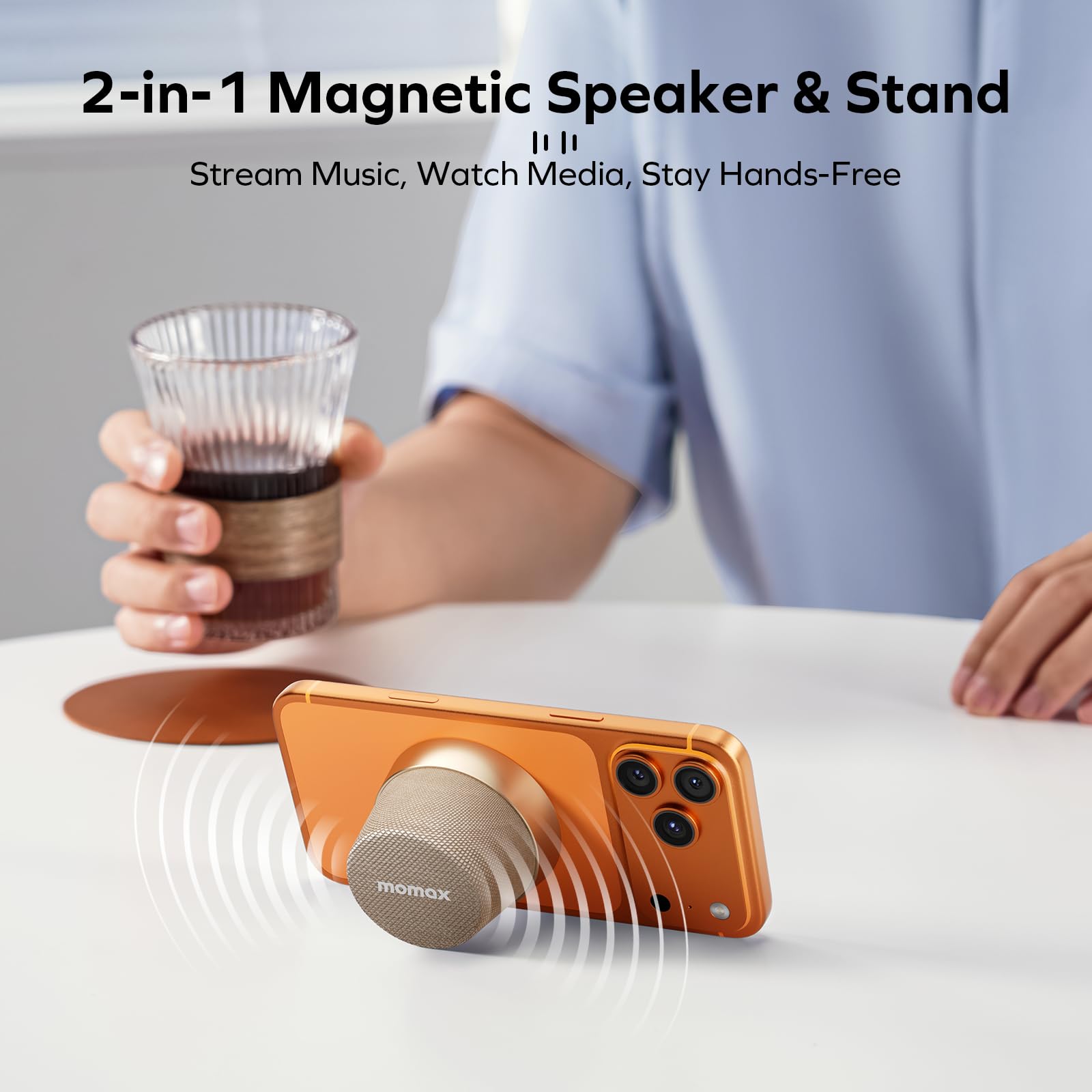 MOMAX Cassa Bluetooth Portatile Magnetico, Altoparlante Bluetooth IPX6 Impermeabile, 12 Ore di Riproduzione, Stereo TWS, Cassa Musica USB-C per Esterni, Ideale per Viaggi e Come Idea Regalo