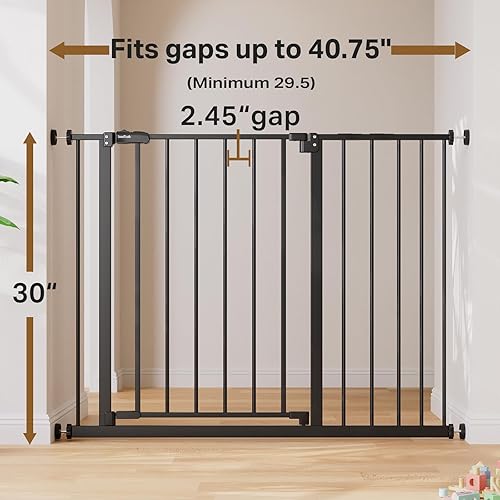 Miniatura 3 de InnoTruth Puerta de bebé de 29.5 a 40.75 pulgadas para escaleras, puertas para perros de 30 pulgadas de alto para puertas y pasillos, puerta