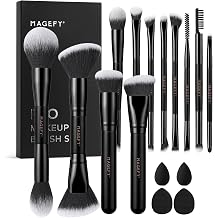 MAGEFY Makeup Brushes 16 Pcs Professional Makeup Brush Set Double-End Make Up Brushes for Powder Concealers Eye Shadows Blush with Gift Box - Black