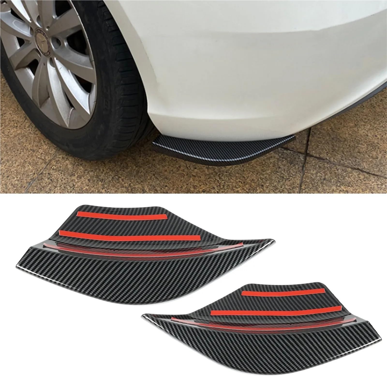 Do klasy A W176 2012-2018 2 szt. Wymiana aerodynamiczna wargi lewego prawego warga ochronna warga deflektora(Carbon Fiber Style)