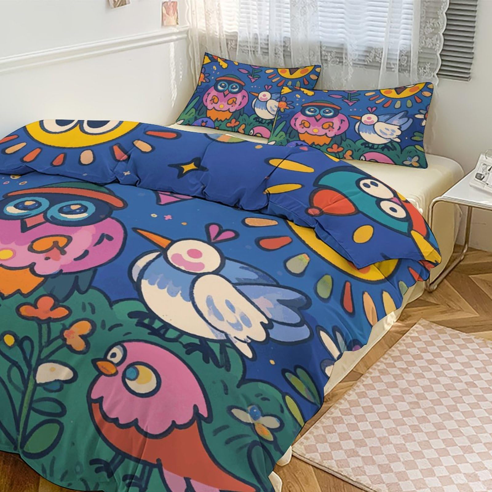 Parure de lit hiboux magiques 218x177 cm avec couvre-lit épais et taies