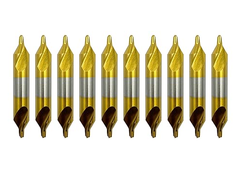 Juego de brocas centrales HSS de 0.118 in, 10 brocas centrales de precisión de 120 grados, grado industrial para torno de metal, mecanizado,
