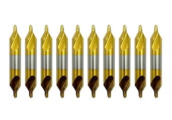 4.0mm HSS Center Drill Bits Set, 10 Pcs Precision Center Drills Industrial Grade for Metal Lathe Machining Centering Drilling Tools 4.0mm