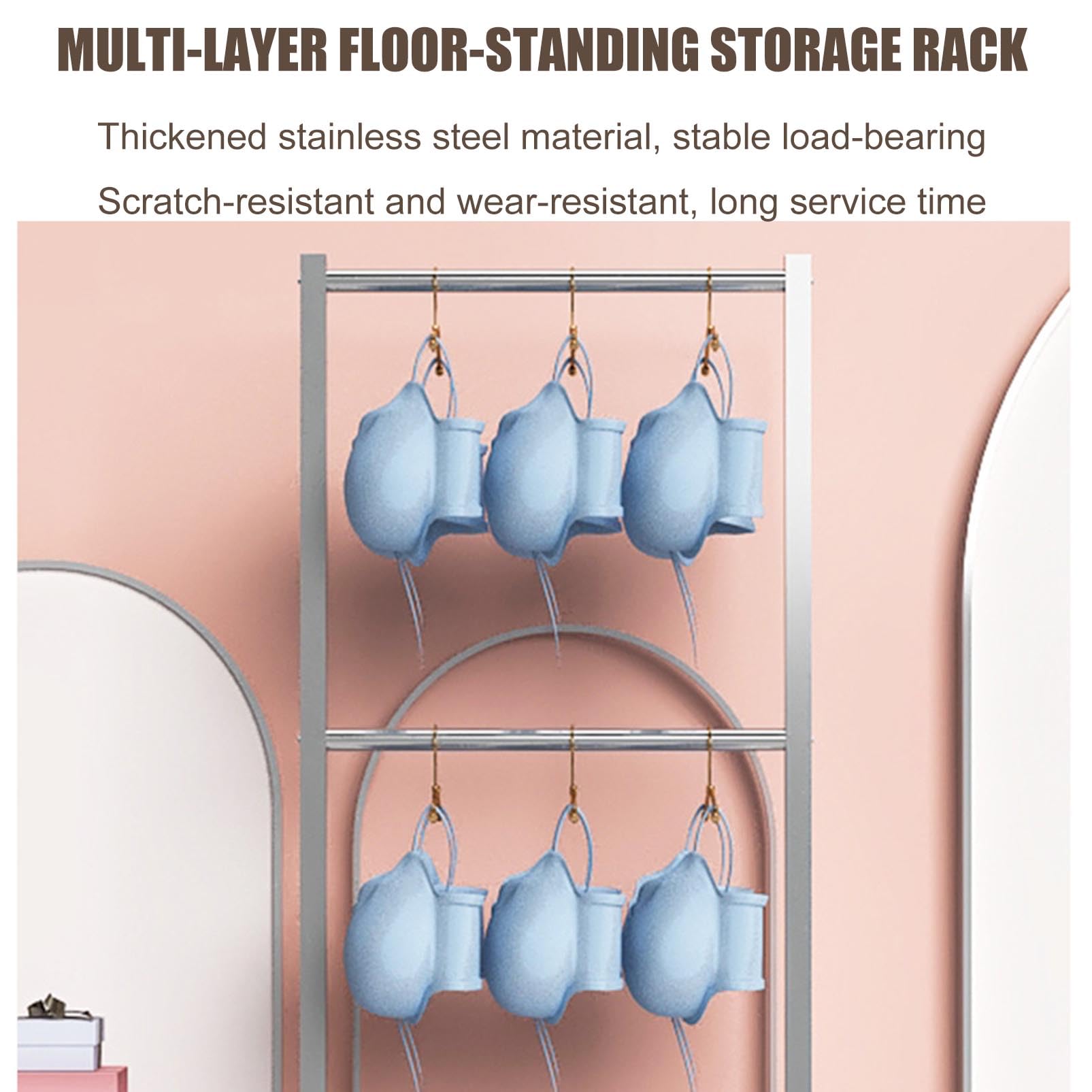 LYGXWJFC Apilador de Almacenamiento para Perchas – Estante Organizador para Perchas de Ropa móvil con Ruedas para Bufandas, Toallas, Sujetadores y Pantalones – Ideal para Tienda de Ropa o lavandería