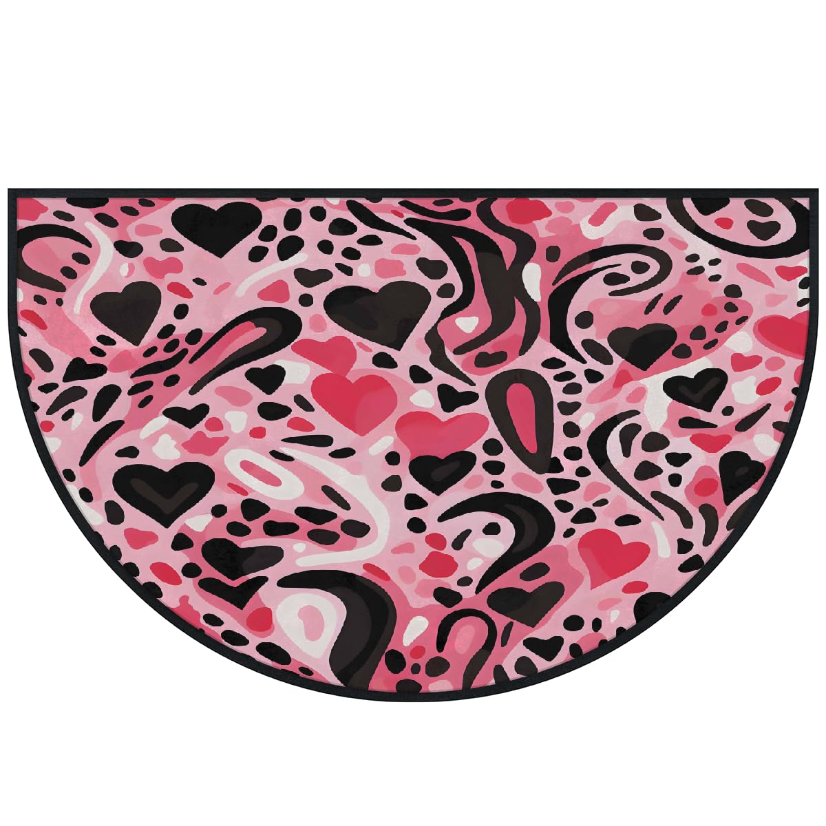 Tapis de porte léopard rose demi-cercle 100x160 cm