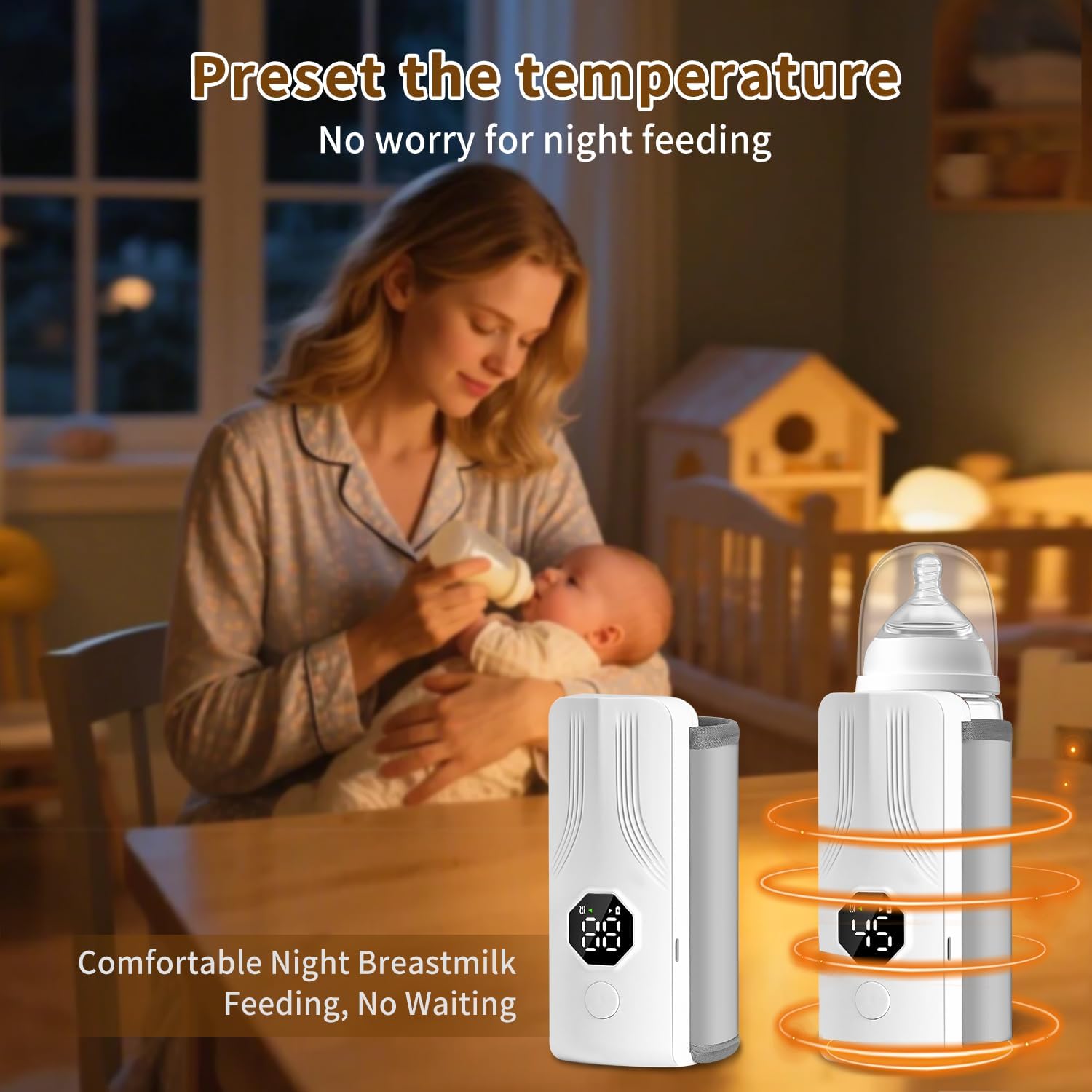 Portable Bottle Warmer for Travel, Fast Heating,Long Battery Life & Large Capacity for Baby Outdoor Travel and Various Bottled Heating