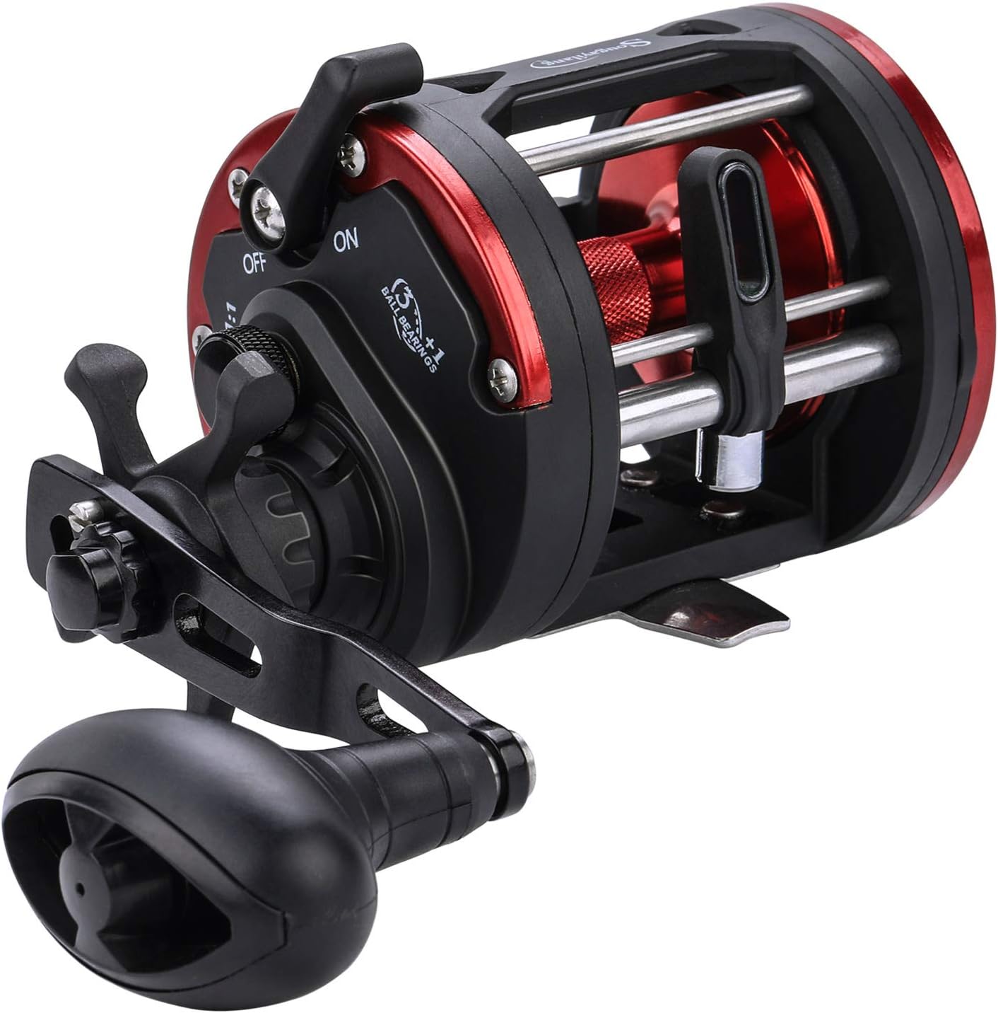 Sougayilang Trolling Reel Level Wind Conventional Reel Graphite Body Fishing Reel, Durable Stainless-Steel, Large Line Capacity