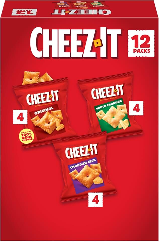 Cheez-It Cheese Crackers, Baked Snack Crackers, Lunch Snacks, Variety Pack, 12.1oz Box (12 Packs)