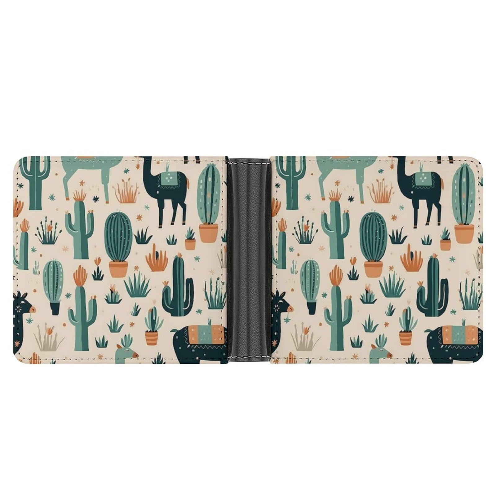 African Camels Animals Cactus Bifold Wallet PU Leather Coin Purse Lightweight Credit Card Holder Wallet Money Clip