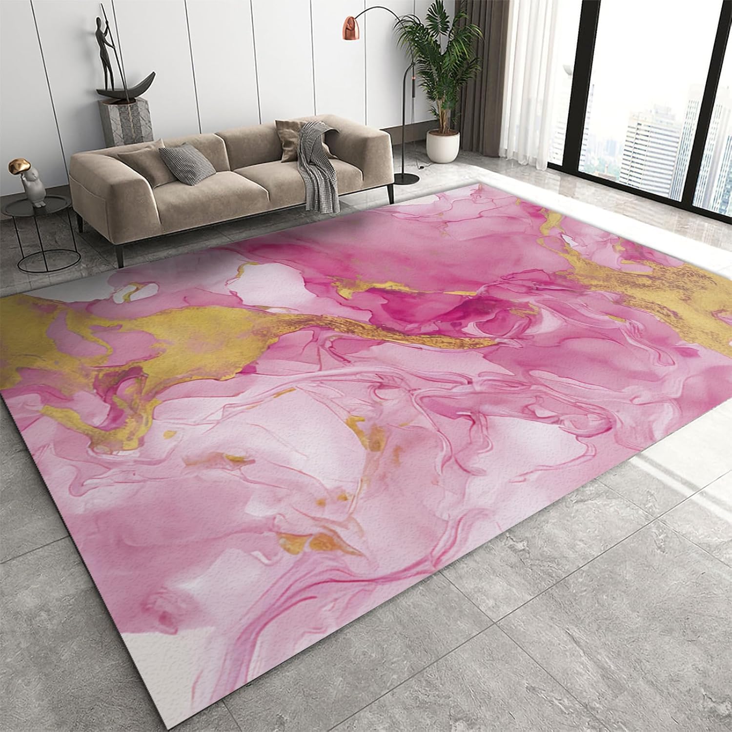 Tapis flanelle style marbre pour décoration de chambre de fille