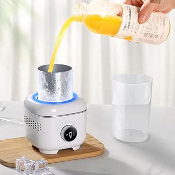 Cooling Cup with Mood Light,Beverage Cooler with Insulated Cover, 2-in-1 Cooling Cup for Desk(Cooling&Heating),Electric Drink Cooler for Cola Beer Coffee Juice Yogurt -White