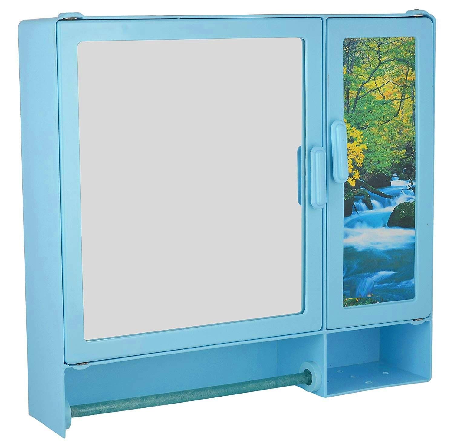 Epraiser Wall Mount Bathroom Cabinet with Rod & 1 Mirror Door, Toothbrush Holder (8 Shelve_Blue_16 Inch x 17 Inch x 4 Inch) (B09MCTQX95) Amazon Price History, Amazon Price Tracker