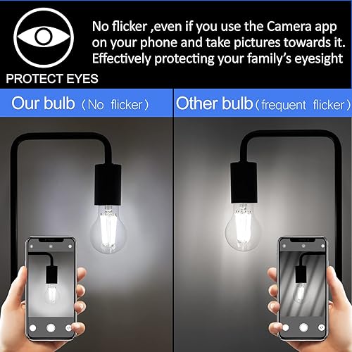 Miniatura 5 de Energetic - Bombilla LED Edison A19 regulable, equivalente a 12 W, 100 W, alto brillo de 1600 lúmenes, luz diurna de 5000 K, bombilla de filamento