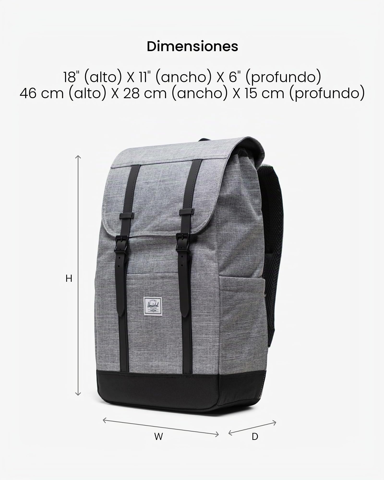 Herschel Mochila unisex Retreat, Raven Crosshatch, Standard - 23L