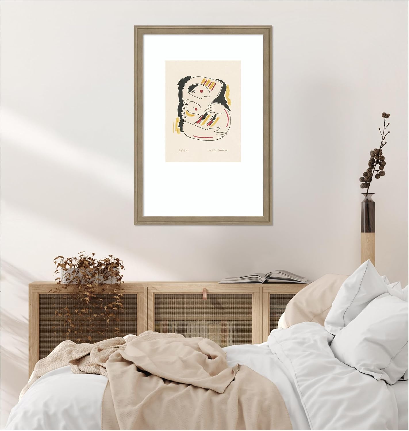 Kate and Laurel Framed Wall Art Print P F 1938 Mikulas Galanda by Nostalgia Prints, 18 x 26, Florence Light Brown Frame, Modern Contemporary, Person Art for Wall Decor