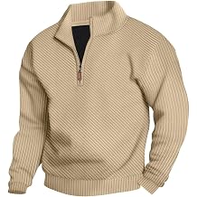 Mens Sweaters Pullover Sweater Casual Athletic Long Sleeve Quarter Zipper Stand Collar Sweatshirt