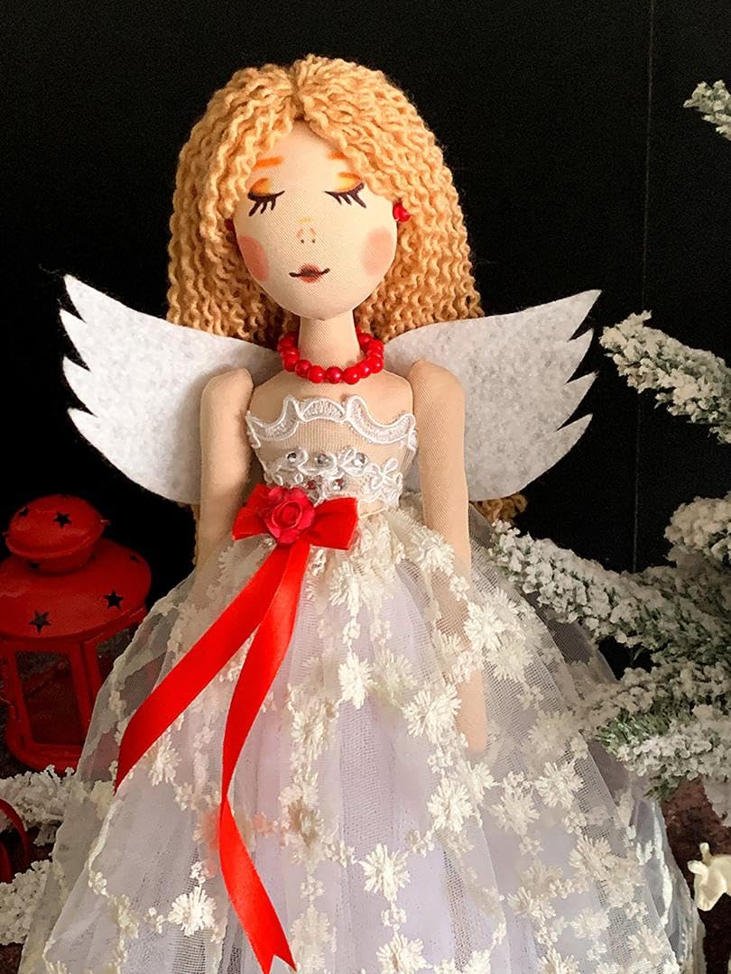 Handmade 45cm Christmas Angel Tree Topper - Elegant Xmas Decoration for Weddings & Special Occasions, Multicolour, 10-45CM - Image 8
