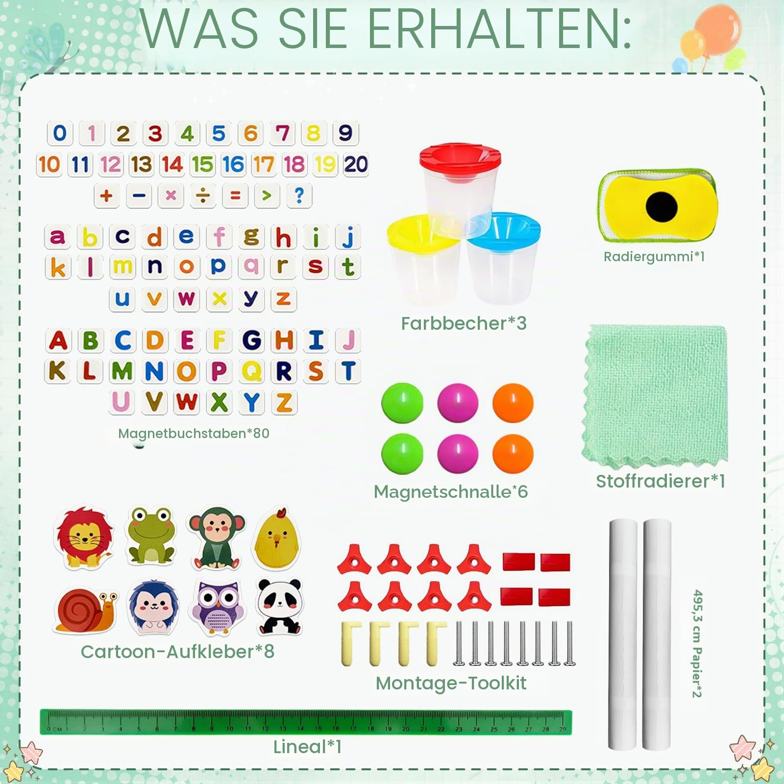 Kinder Tafel Holz Kindertafel Malerei Holztafel: Kindertafel Mit Kreide und Magnet - Double-Sided Whiteboard and Board - Höhenverstellbar Standtafel für Mädchen und Jungen (White and Green)
