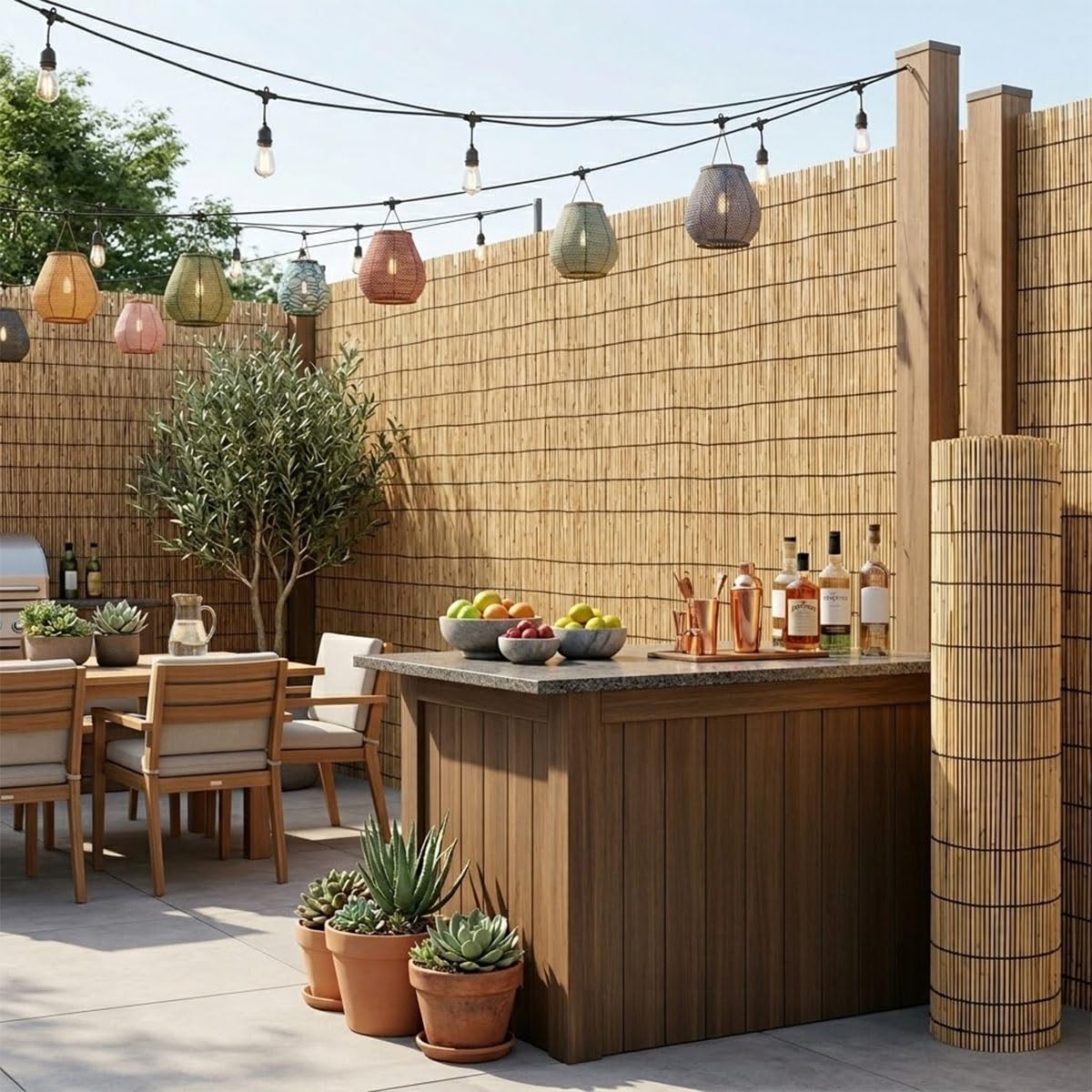 Générique Brise Vue Balcon Canisse en Roseau Naturel 1.0mx5.0m Canisse Bambou Brise Vue, Cache Vue et Pare Vue Occultant pour Clôture Terrasse Palissade Jardin Extérieur Résistante aux Intempéries