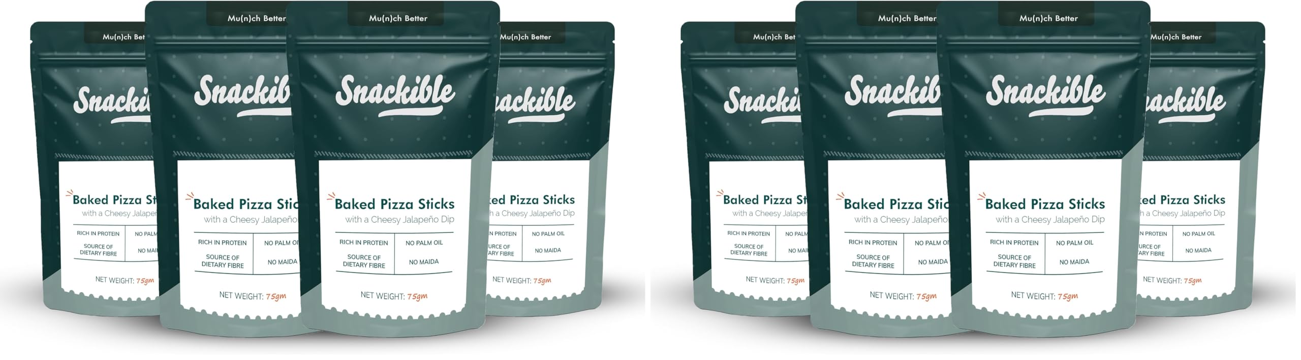 Snackible Baked Pizza Sticks (Pack of 8) - 75gm | Healthy Snack | No Palm Oil | Baked | No Maida | Chip & Dip Combo | Source of Dietary Fibre | Rich in Protein | Made with Whole Wheat | Portable Snack | Healthy Chip and Dip-image-40