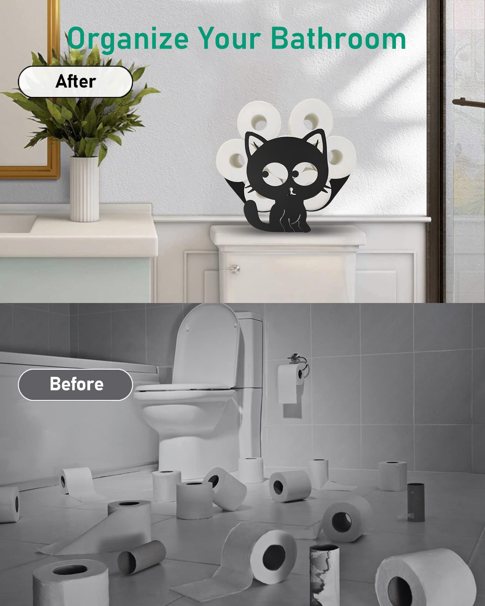 Porte-rouleau De Papier Toilette Autocollant Pour Chat SNQ - Design En Résine Mignon