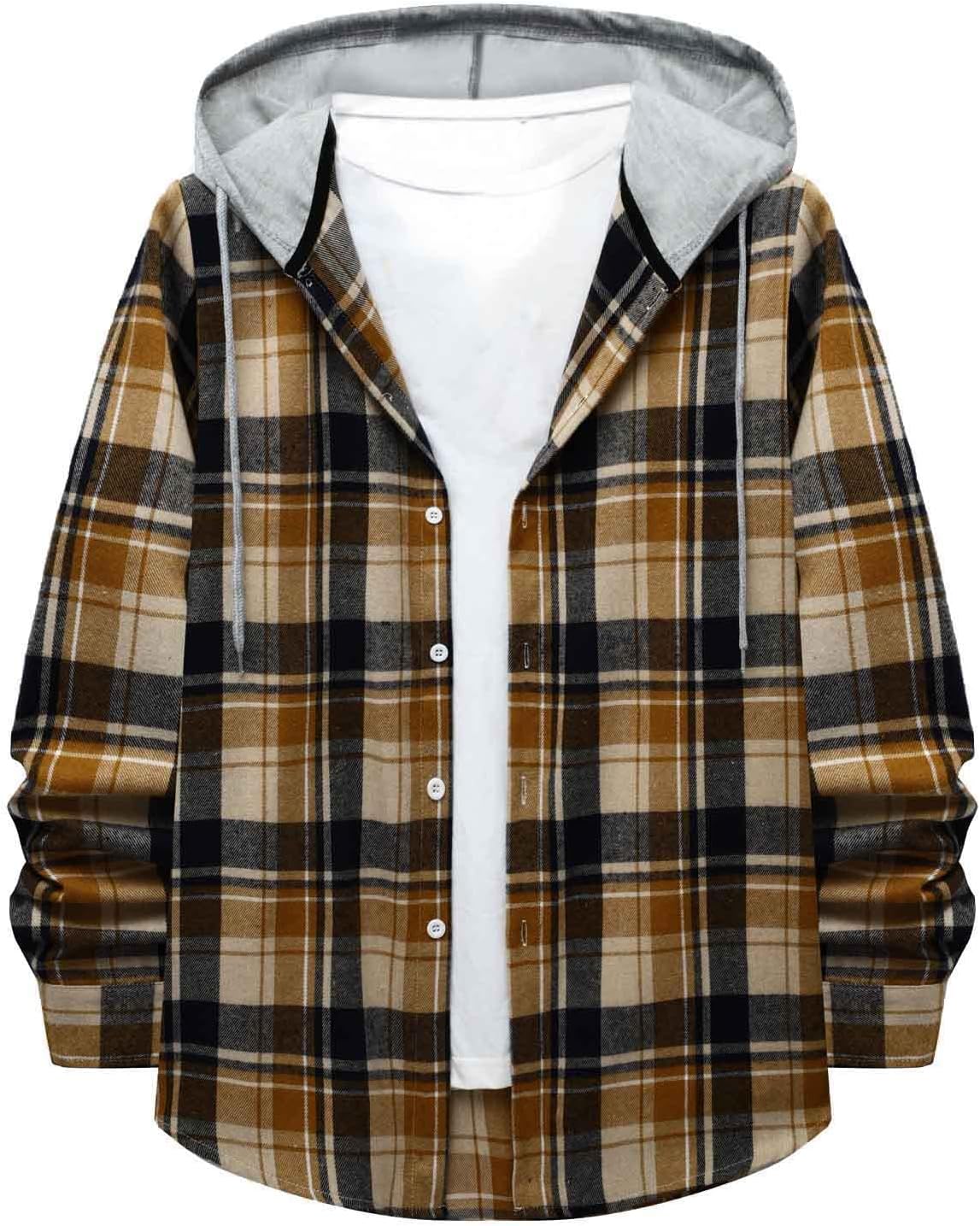 Plaid Shirts for Men Jacket Up Long Sleeve Classic Basic Blouse Men's Casual Plaid Flannel Shirt Jacket Button Down
