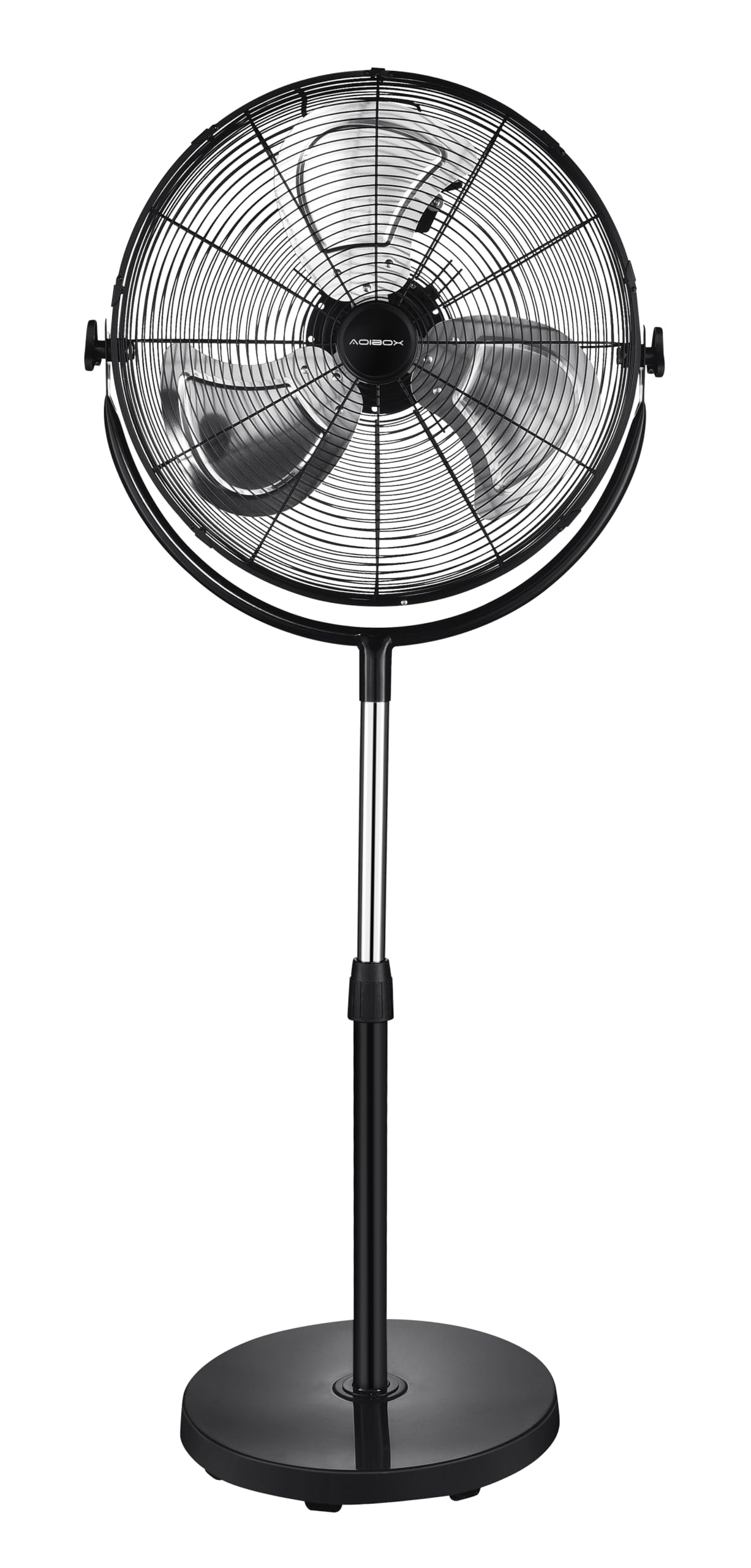 20 in. High Velocity Pedestal Standing Fan, Heavy Duty Metal For Industrial, Commercial, Residential, Greenhouse Use in Black