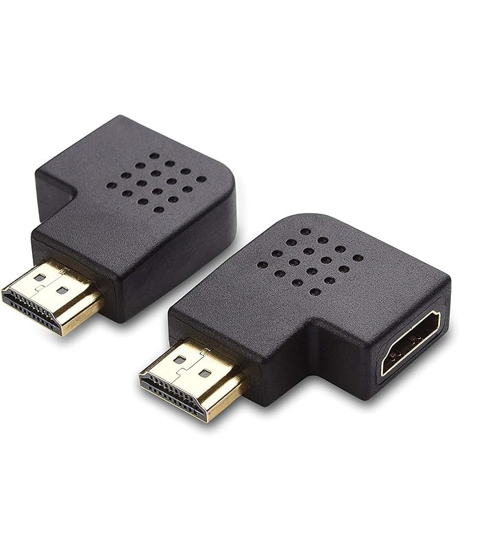 Cable Matters 2-Pack 4K Flat Right Angle HDMI Adapter, 90 Degree, HDR | 4K@60Hz and HDR Support, Right-Angle Design, Gold-Plated Connectors