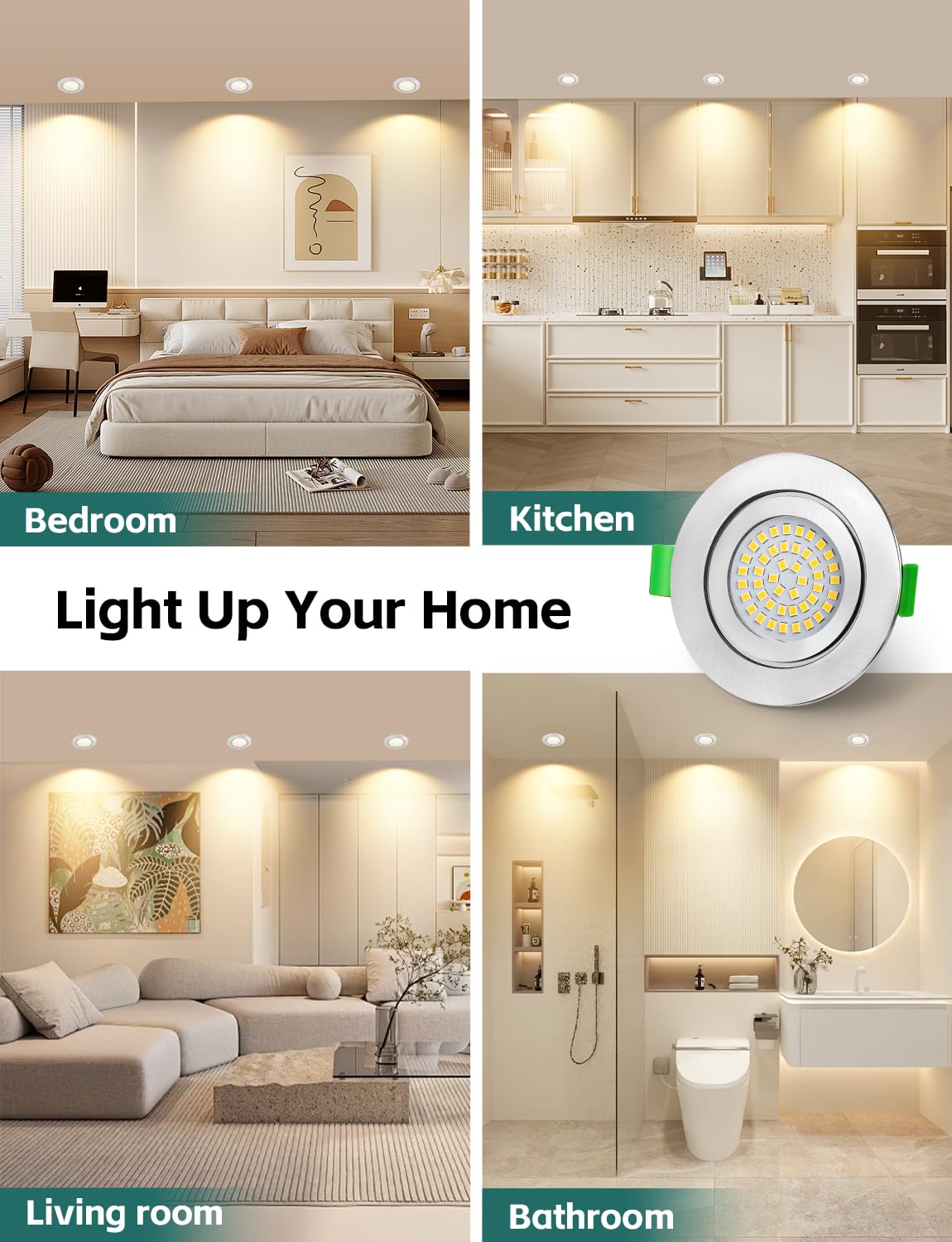 KYOTECH Faretti LED da Incasso per Cartongesso Dimmerabile 65-75mm Ultrasottili 5W IP65 Faretto Incasso Cartongesso Bianco Neutro 4000K Faretti da Incasso per Bagno, Set di 6 Nichel (Non Ruotabile)