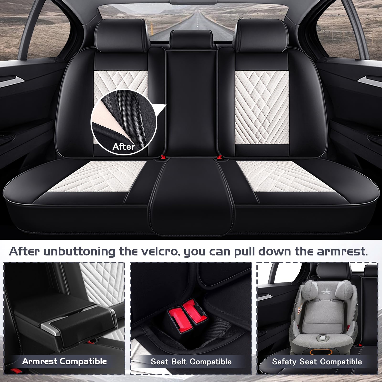 Car Seat Covers for GMC Sierra 2500 2000-2026 Waterproof Nappa Leather Full Set Seat Cover Anti-Slip and Comfortable — view 4