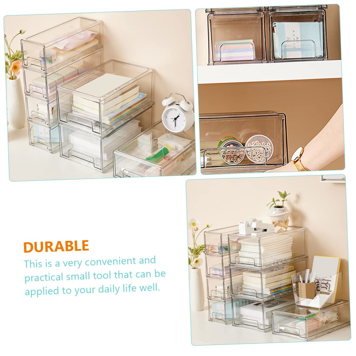 WOONEKY 2 Stück Acryl Kosmetikaufbewahrungsboxen für Schubladen Make Up Organizer für Schminke Leicht und Multifunktional für Schlafzimmer und Arbeitszimmer