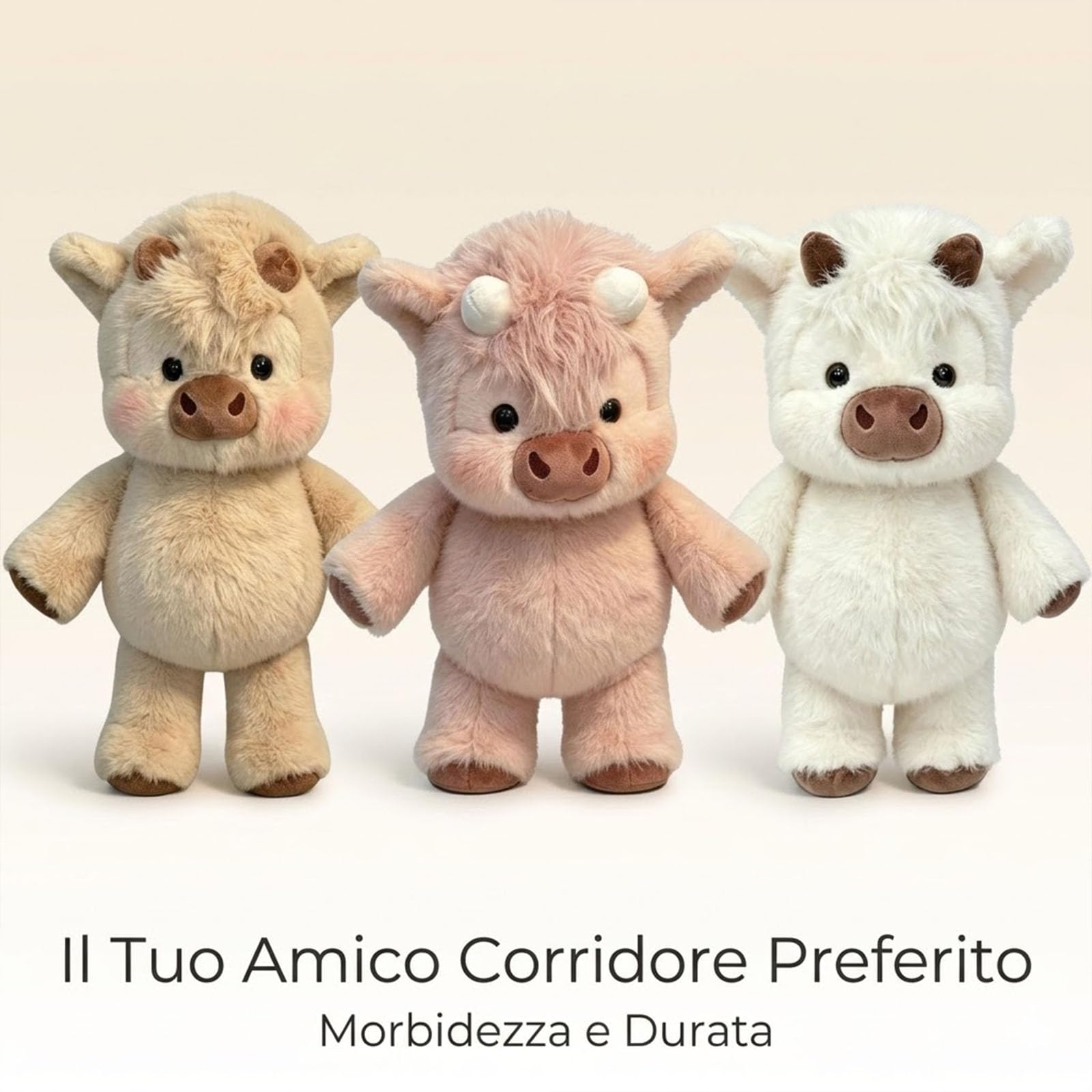 Generico Peluche che Corre Mucca 45/60cm - Cuscino Morbido e Soffice per Casa - Pupazzo che Cammina a Forma di Vitello (Albicocca,45cm)