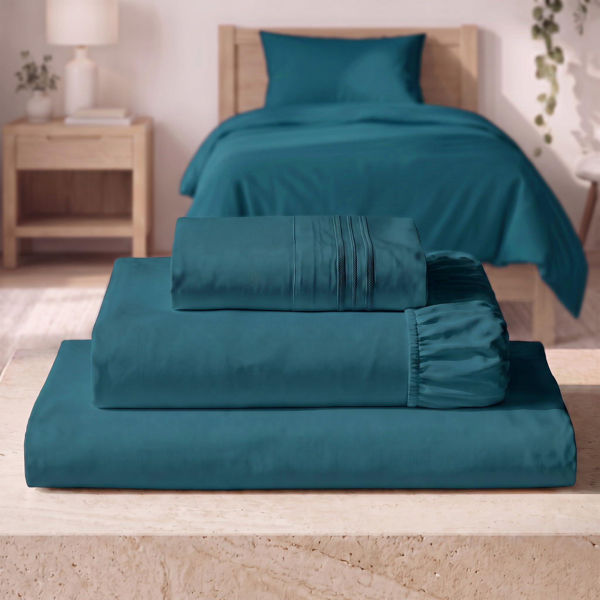 Mellanni Iconic 3-Piece, Ultra Soft Sheet Set (Twin, Teal)
