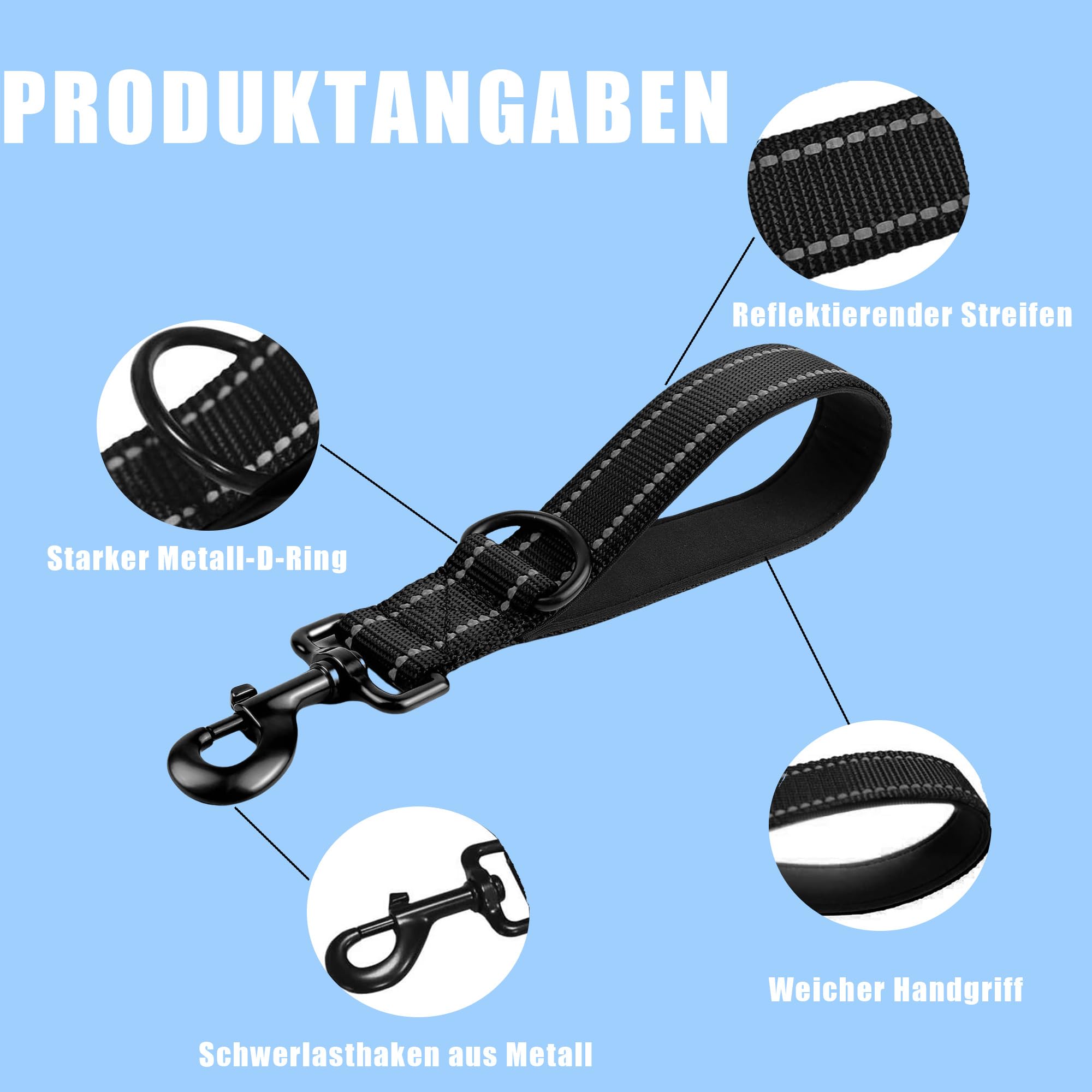 Laisse Courte pour Chien de 30 cm, avec Clip en métal et Rembourrage Doux, réfléchissante, en Nylon, Convient aux Chiens de Taille Moyenne et Grande (Orange, Taille S)