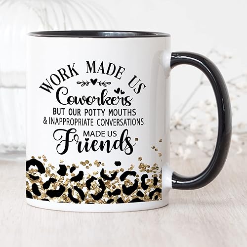Miniatura 6 de YouNique Designs Taza de café con texto en inglés "Work Bestie" para mujer, 11 onzas, taza de café con texto en inglés "Going Away" para compañeras