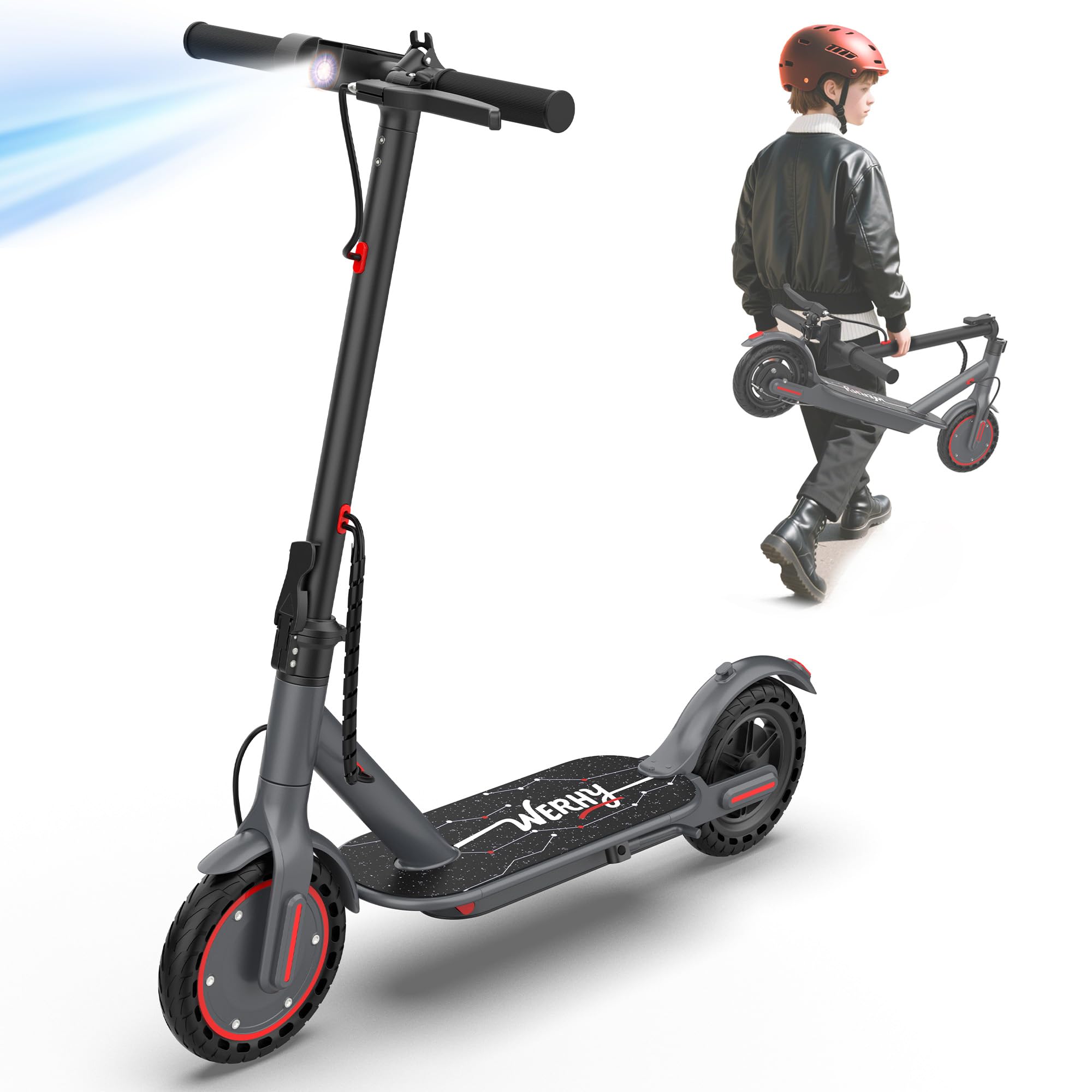 Electric Scooter for 10+, 350W Motor, Max 12Miles Long Range, 19 MPH Max Speed, 8.5" Solid Tire, Lightweight Foldable E-Scooter with Dual Braking, Digital Display, Cruise Control (Used, comes with charger)