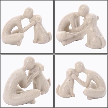 Man and Dog Statue Home Decor Memory Gift for Pet Lovers