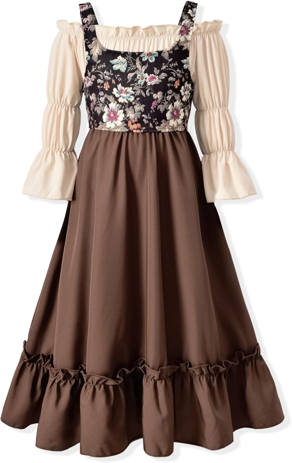 fioukiay Girls Renaissance Dress Off Shoulder Puff Sleeve Girls Medieval Dress 4-12 Years